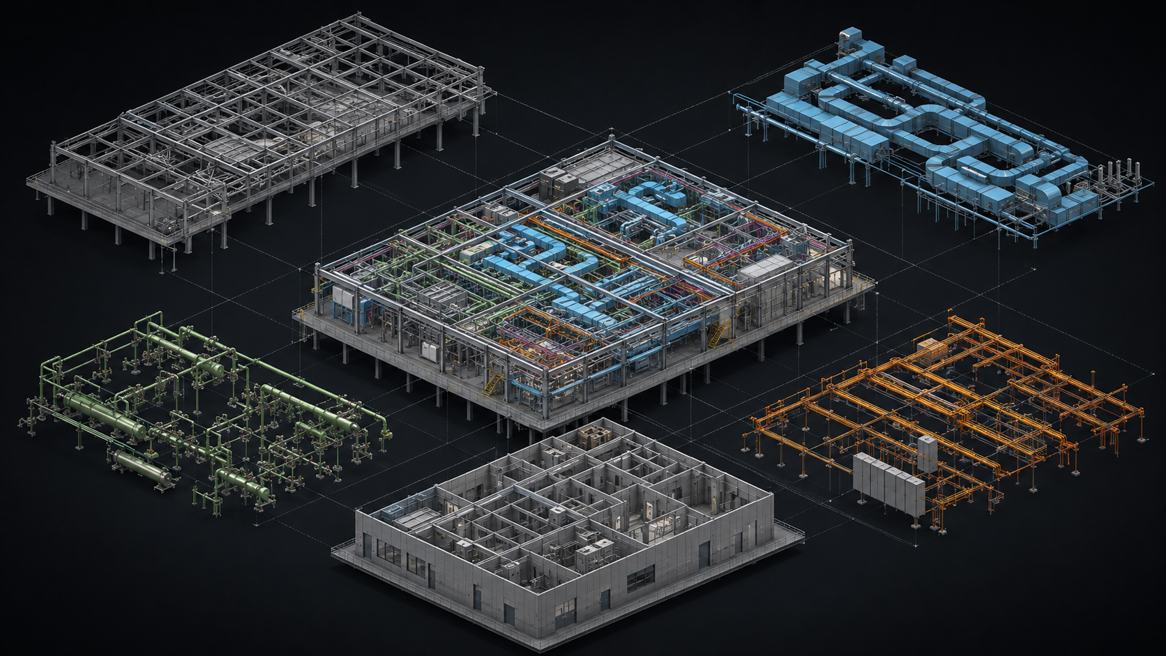 Maquettes BIM métiers regroupées dans un modèle fédéré pour la coordination multidisciplinaire