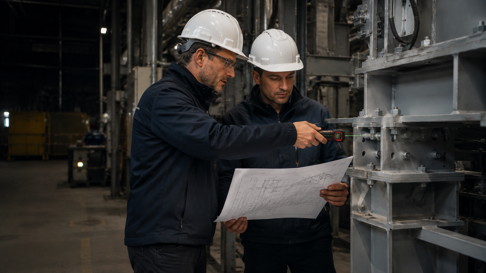 Ingénieur réalisant une vérification technique ciblée sur une installation industrielle