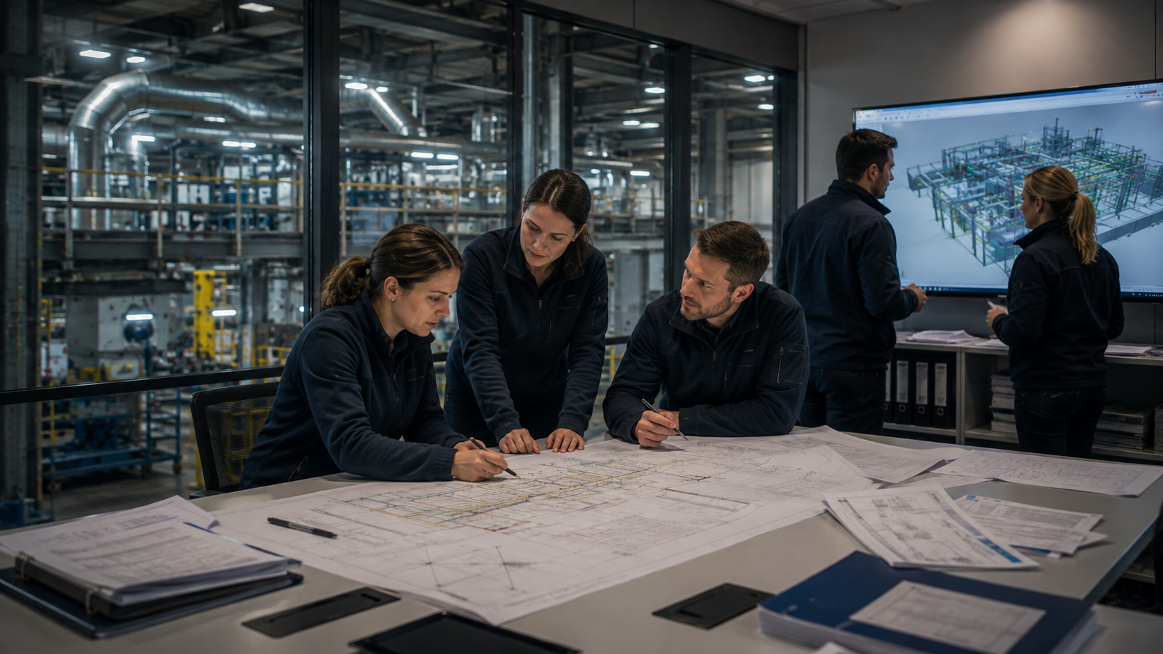 Équipe d’ingénierie multidisciplinaire intégrée à un environnement projet industriel